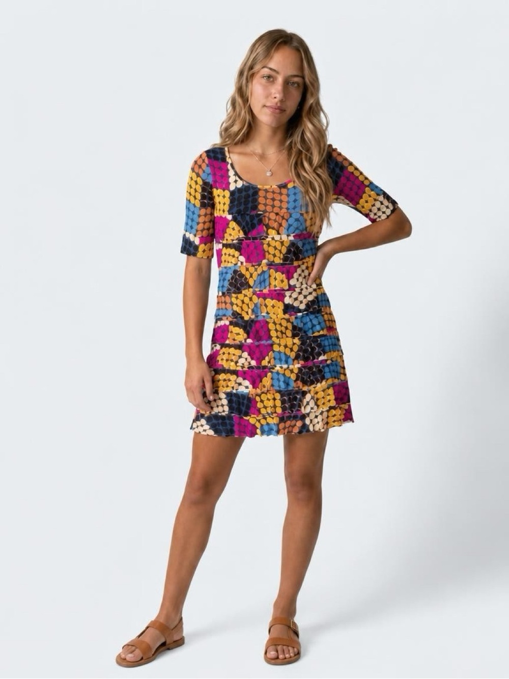 ISLE by Melin Kayan Dress Womens Size M Multicolor Geometric Fit & Flare